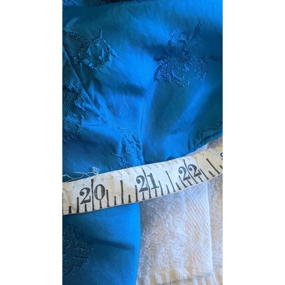 Vintage Golden Bee Asian Turquoise Robe with Belt, Rayon, Small - Picture 6 of 8